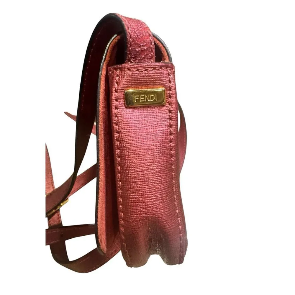 FENDI Metallic Pink Saffiano Leather Chameleon Messenger Mini Crossbody Bag